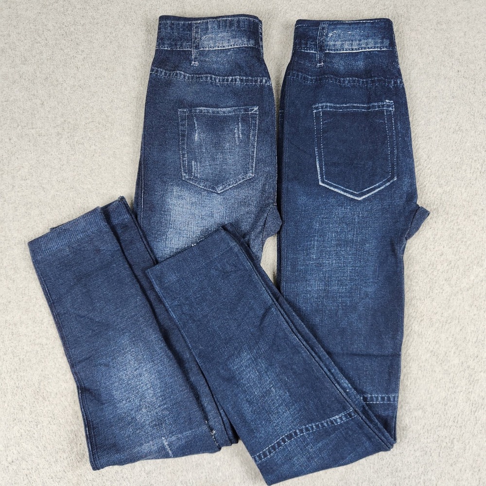 Womens Size Small Cropped Faux Denim Leggings 24 Inseam Soft Stretch Lot of 2